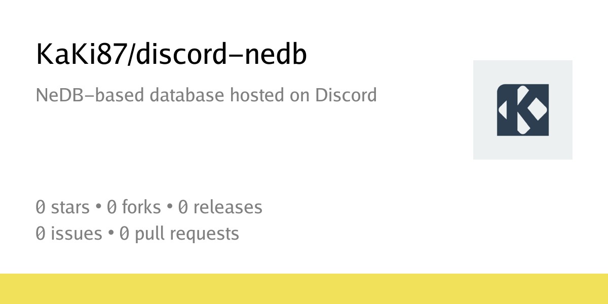 KaKi87/discord-nedb: NeDB-based database hosted on Discord - KaKi's git